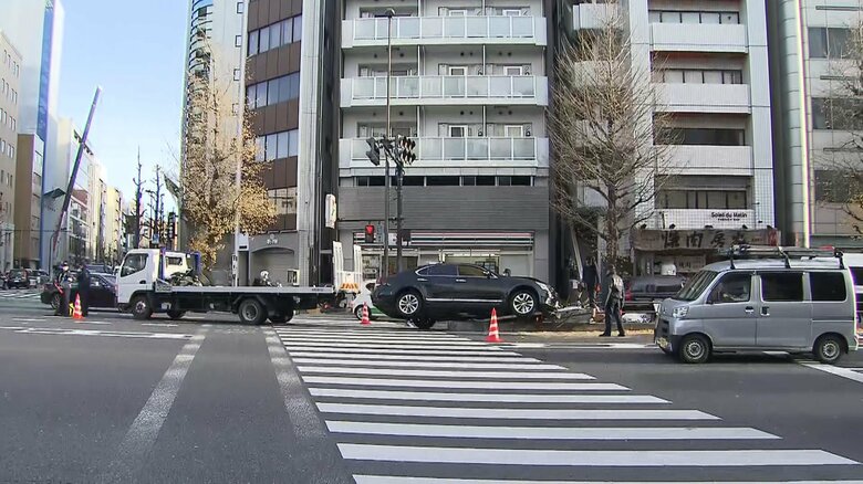 事故が起きた現場（午前8時すぎ 東京･文京区）