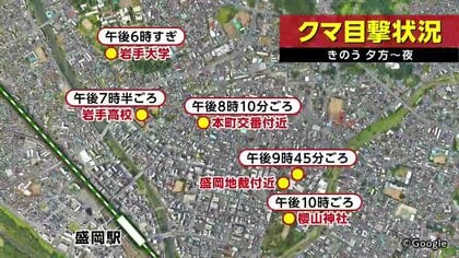 クマの出没相次ぐ盛岡市　中心部や住宅街で徘徊か「怖い」市民から不安の声　岩手県