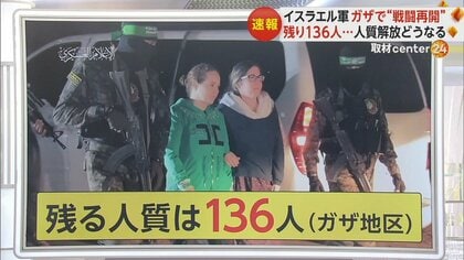 ガザ地区で“戦闘再開”　残る人質は136人　解放された人質「とても親切だった」コメントも…ハマスに言わされていたか