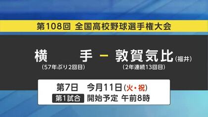 57年ぶり2回目の夏の甲子園出場　秋田代表・横手は2回戦から登場　強豪の敦賀気比（福井）と対戦　