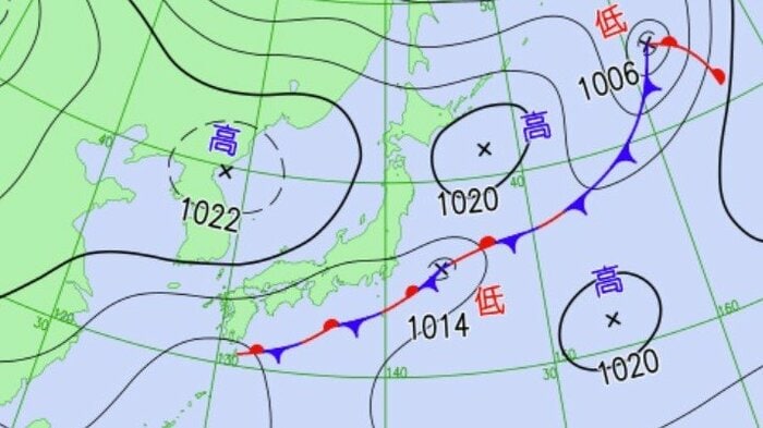 天気図　10日午前9時の予想　気象庁HPより