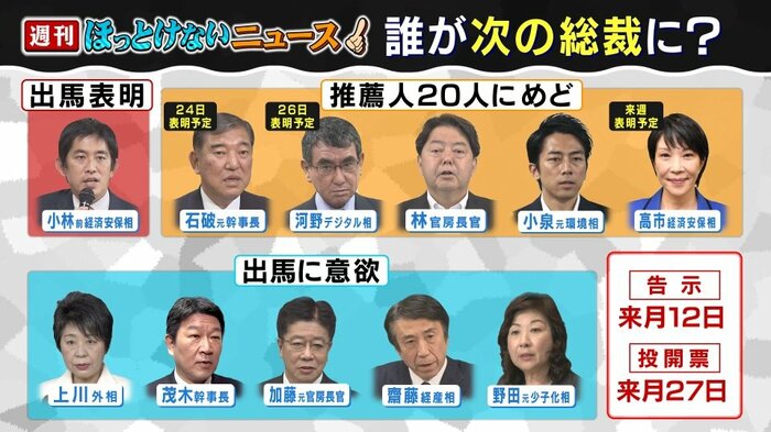 次の総裁に名前が挙がる11人 8月22日 関西テレビ「旬感LIVE とれたてっ!」より