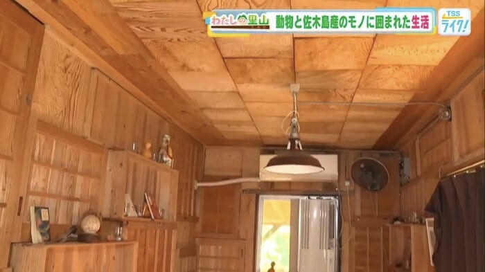 廃材を活用した民泊施設の内装