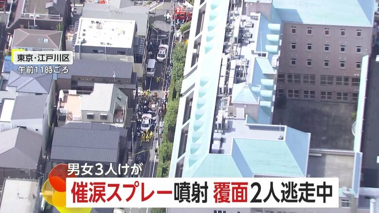 覆面2人組が逃走中…“催涙スプレー”噴射で男女3人けが　「アルファードが逆走」白い車がJR小岩駅方面に　東京・江戸川区｜FNNプライムオンライン