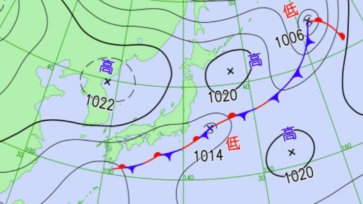 天気図　10日午前9時の予想　気象庁HPより
