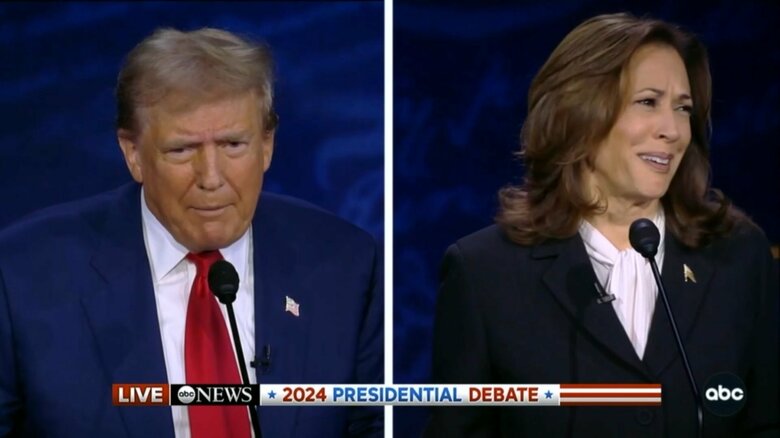 討論会でのトランプ氏とハリス氏