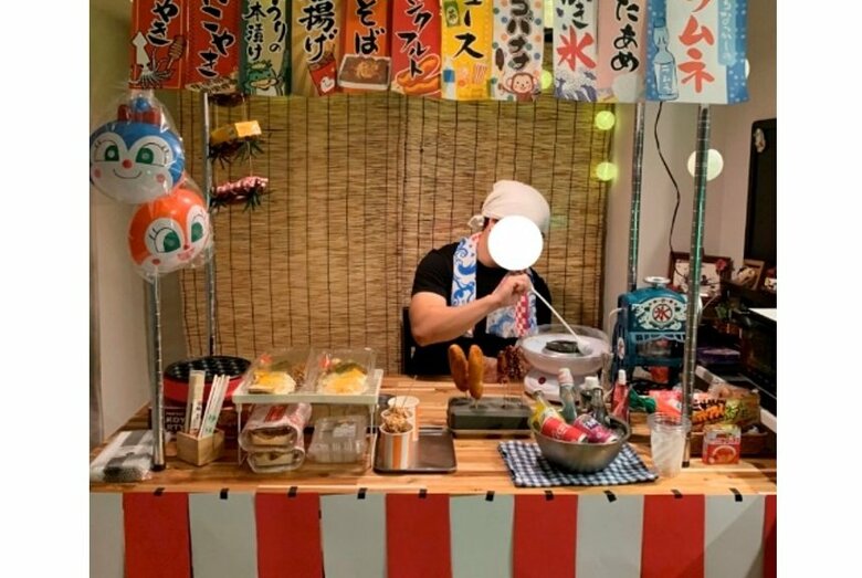 わたあめを作る旦那さん