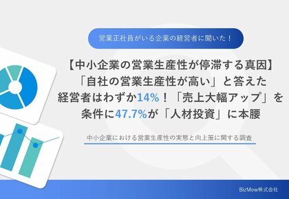 【中小企業経営者必見】営業生産性の実態調査報告&課題克服のためのオンラインセミナー開催!【3/18(火)・4/15(火)】業績向上と給与UPを両立させる具体策を公開!