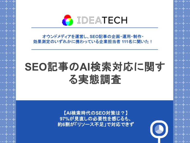 【SEO記事のAI検索対応に関する実態調査】約6割がSEO記事経由の流入・成果に「減少傾向」と回答、97.3%がAI検索対応の必要性を認識、一方、課題の第1位は「社内リソース不足」