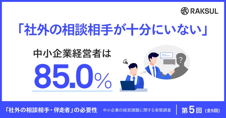 中小企業経営者の85.0%は「社外の相談相手が十分にいない」