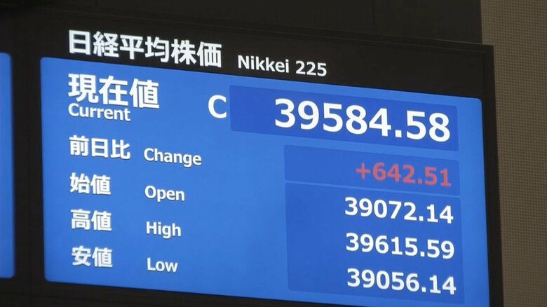株価　4カ月ぶりに3万9000円台回復　アメリカ市場のハイテク株上昇受け｜FNNプライムオンライン