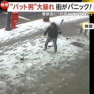 【戦慄】「何見とんじゃ！コラ！！」“バット男”が街で大暴れ…通行人にバット振り上げ看板破壊　警察官に“予告ホームラン”?テーザー銃直撃で降参　韓国