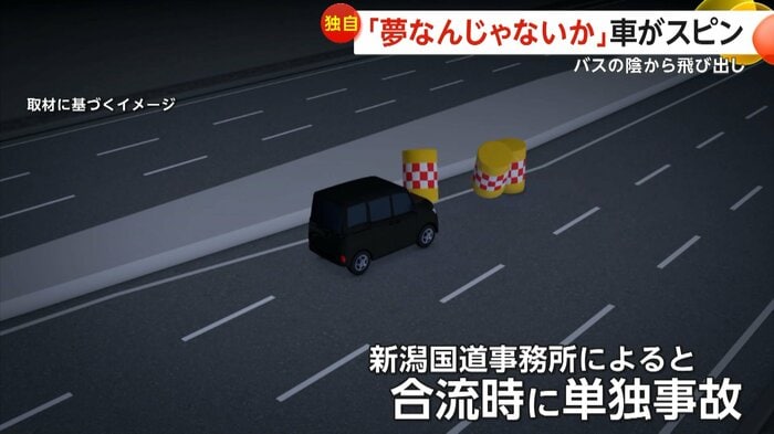 クッションドラムにぶつかり、その弾みで1回転したという車