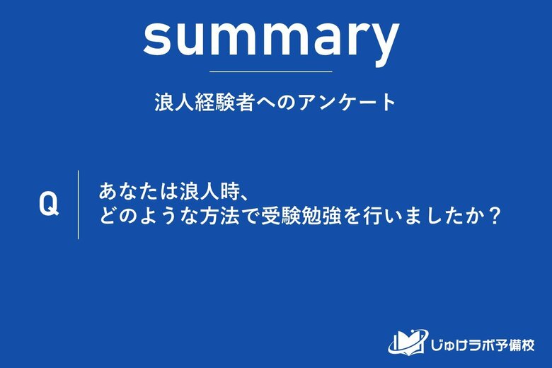 浪人生の58.5%が「塾・予備校通学」を選択!一方で28.6%は宅浪派という結果に