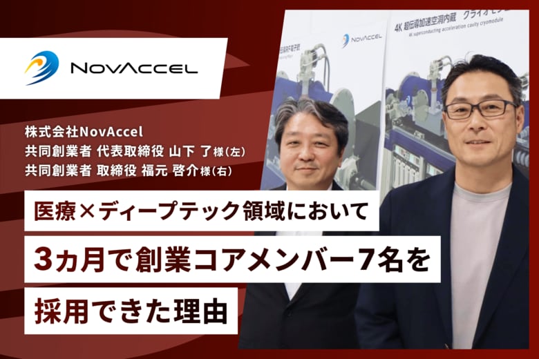 医療×ディープテック領域のスタートアップ・NovAccel社が「Recboo」を導入し、3ヶ月で化学エンジニア・放射線管理責任者・セールスなど創業コアメンバー7名の採用を実現