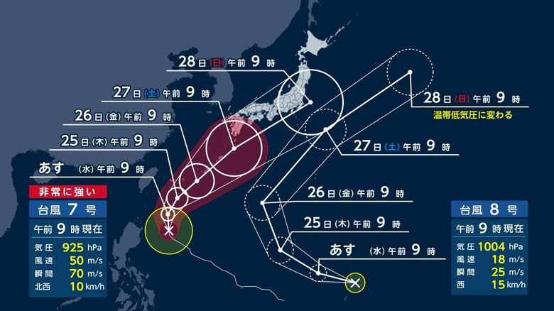 台風8号発生　“ダブル台風”が梅雨前線を刺激し、各地で大雨のおそれ｜FNNプライムオンライン