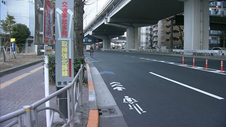 事件現場となった甲州街道(1月31日 東京・杉並区)