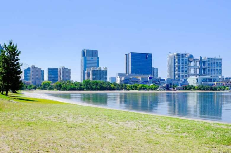 トライアスロン大会会場となる台場の海浜公園