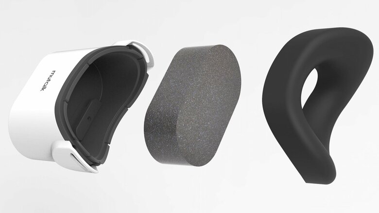 口と接触するパッド部分、唾液の飛沫を受けるクッションは着脱可能で水洗いもできる