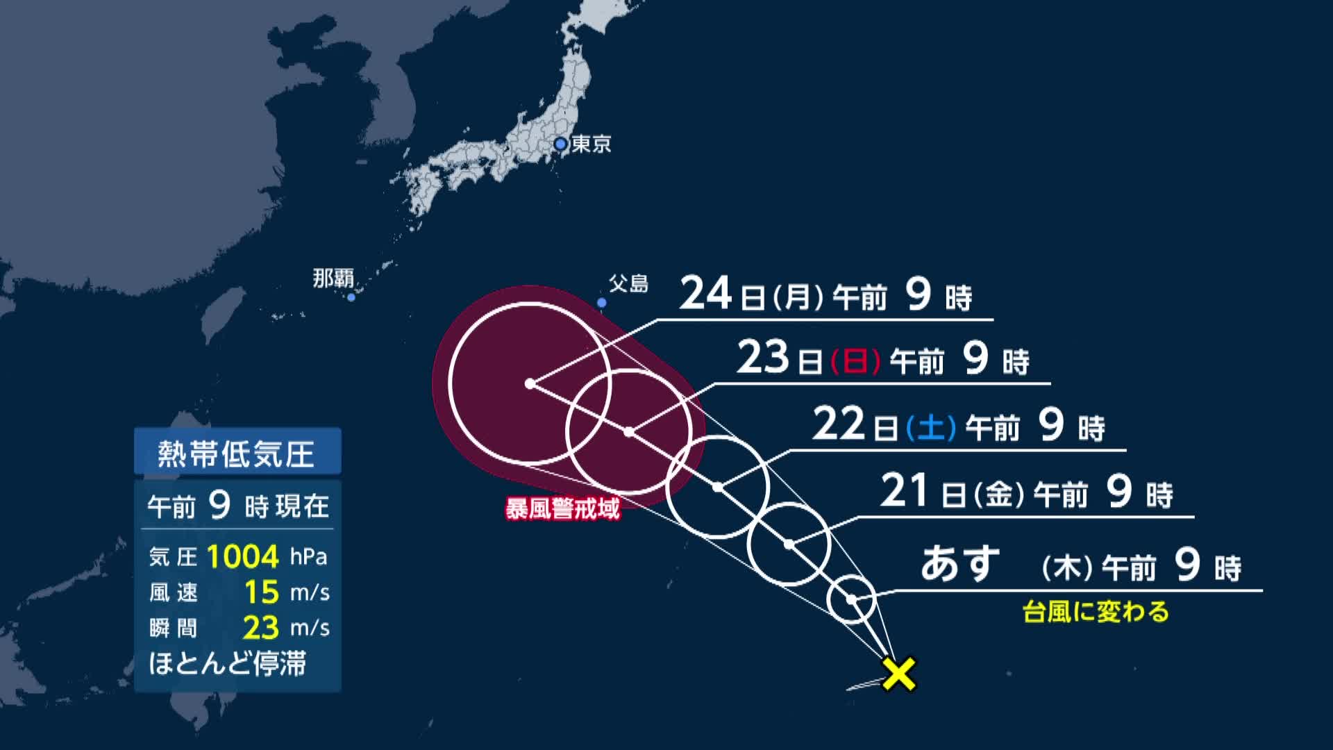 【台風情報】日本の南にある“台風のたまご”20日朝までに台風へ　発達しながら北上し小笠原諸島に接近、沖縄地方に近づく可能性