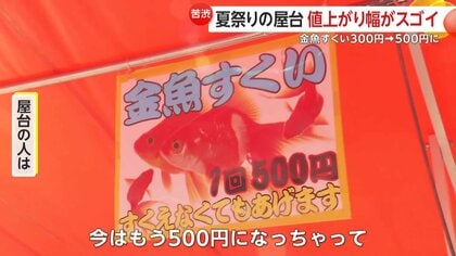 夏祭りの屋台でも値上げ…金魚すくい300円 →500円、スーパーボールすくい 500円→600円に！円安と“100円”単位の値上げが要因｜FNNプライムオンライン