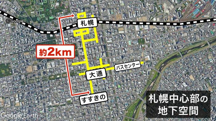 札幌中心部の地下空間