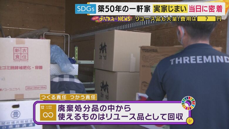 片付けは「燃えるごみ」「燃えないごみ」「リユース品」