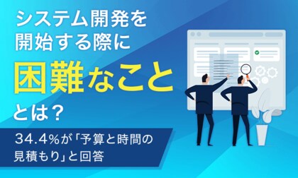 【システム開発を開始する際に困難なこととは?】34.4%が「予算と時間の見積もり」と回答
