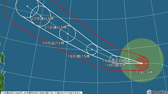 台風30号の進路予想図　日本気象協会 tenki.jpより