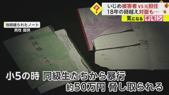 当時、いじめで破られたノート