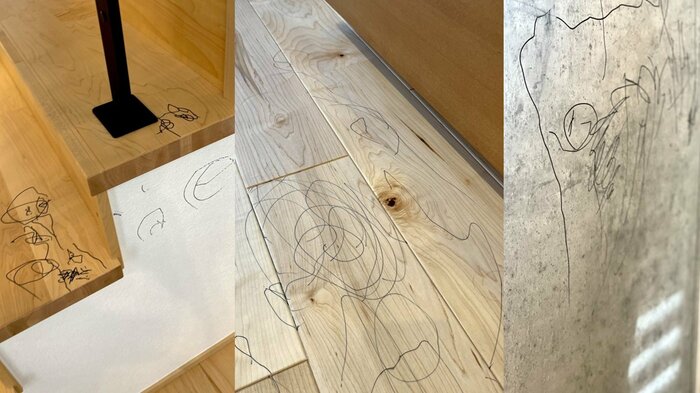 2歳児が新居に描いた落書き
