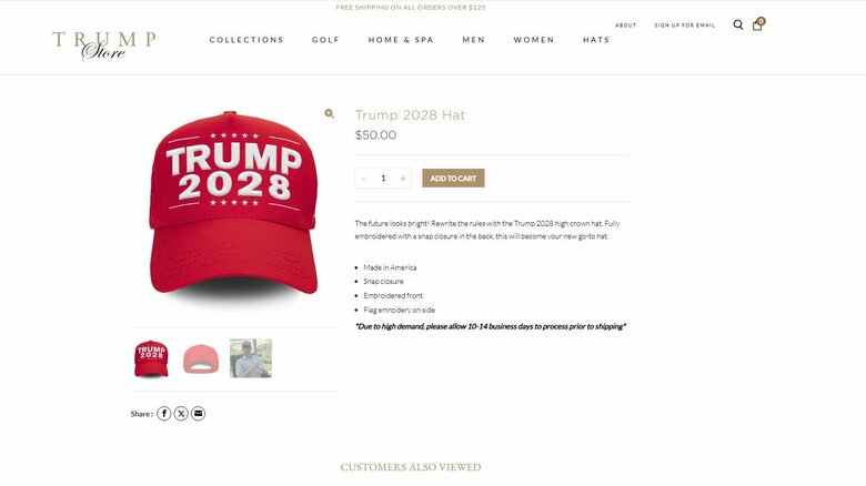 オンラインストアに掲載された新しいデザインの帽子