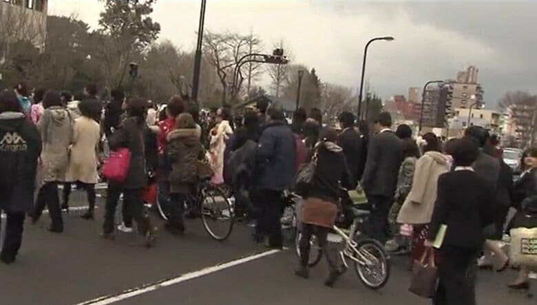 震災発生当日の宮城野区榴岡周辺