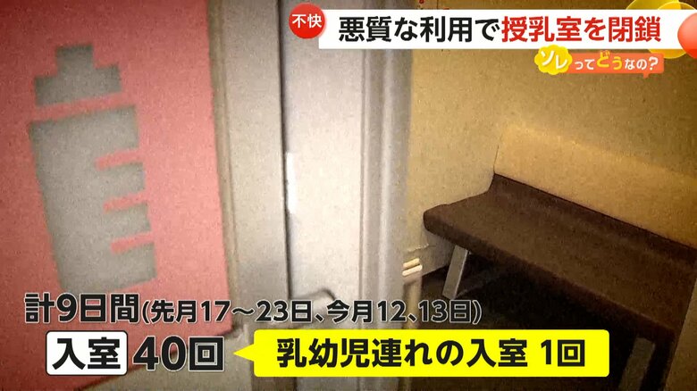 入室があったのは40回のうち、乳幼児を連れた入室は1回のみだったという