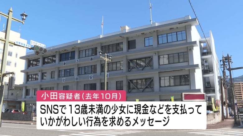 １３歳未満の少女に現金などを支払っていかがわしい行為を求めるメッセージ送信