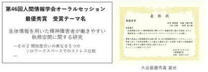 【人間情報学会:受賞報告】精神障害者の働きやすい環境づくりに関する共同研究が最優秀賞を受賞