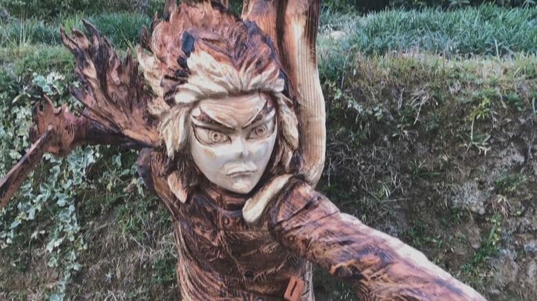 チェーンソー1本で木に命を…丸太削り出しアート作品に　日本一のプロアーティストが発信する「木の良さ」｜FNNプライムオンライン