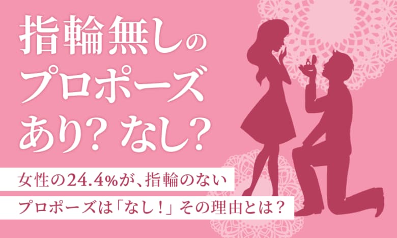 【指輪無しのプロポーズ、あり?なし?】女性の24.4%が、指輪のないプロポーズは「なし!」その理由とは?