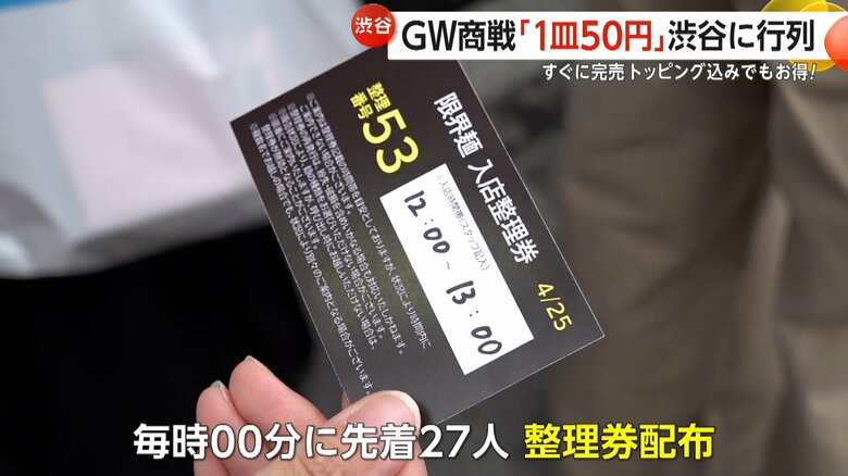 あっという間に完売した限定配布される整理券