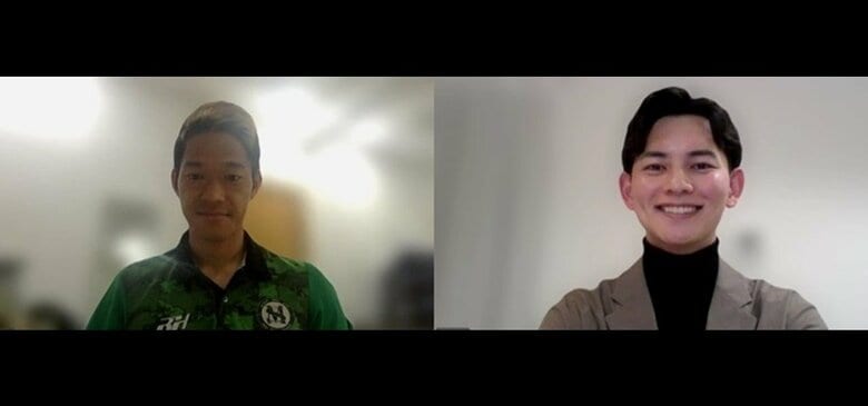 森下選手とリモート取材した大川アナ