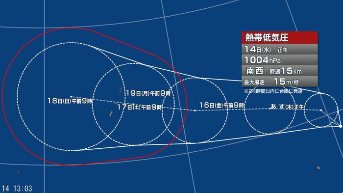 熱帯低気圧の進路予想図