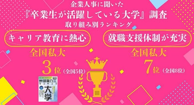 日経キャリアマガジン特別編集「価値ある大学 就職力ランキング2025-2026」で「キャリア教育に熱心に取り組む」大学として、全国の私大で3位に!