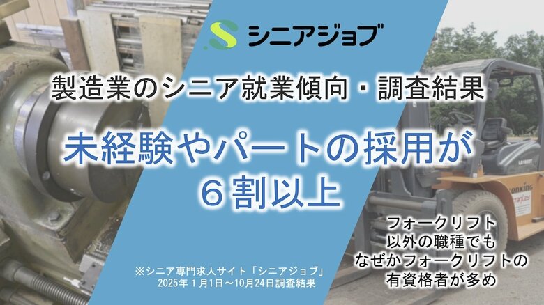 未経験やパートの採用が6割以上と幅広く歓迎傾向、シニアの製造業就業