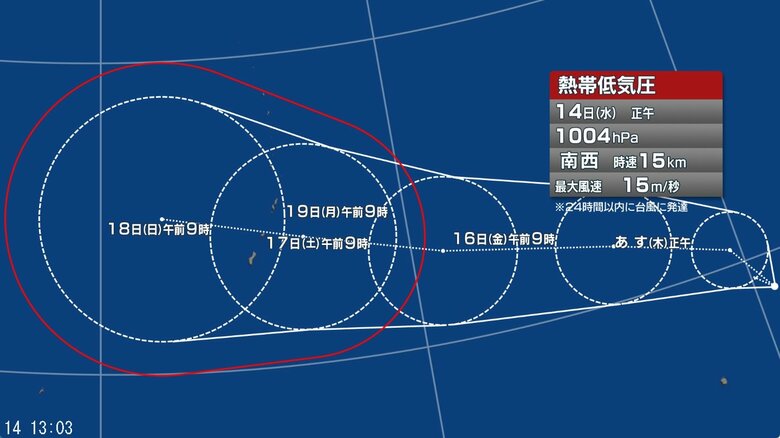熱帯低気圧の進路予想図