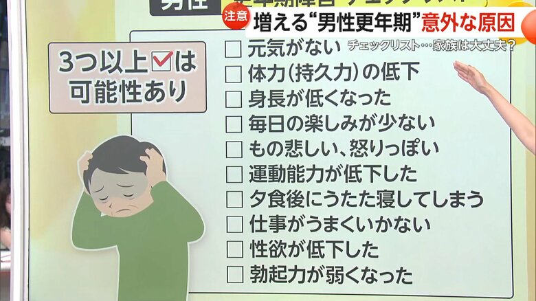 10項目中3つ以上を当てはまると、更年期障害の可能性が高いというチェックリスト