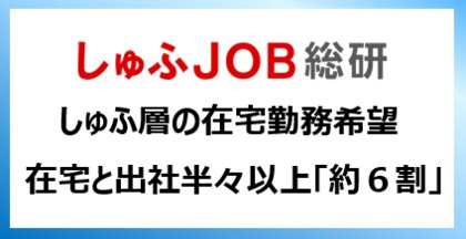 在宅勤務を主婦・主夫層はどれくらい希望？／「在宅・在宅と出社半々以上」約６割