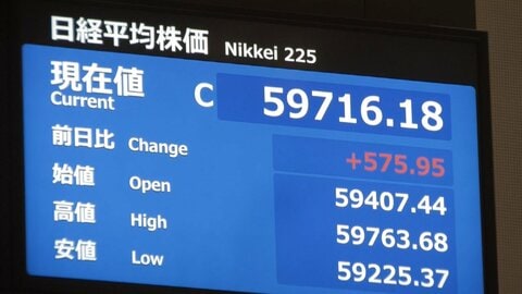 日経平均株価終値が5万9716円18銭で最高値更新　停戦延長を好感