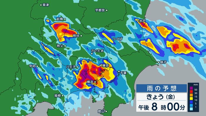 気象庁スーパーコンピューター（局地モデル）の予想　都心を襲う積乱雲は1時間後に横浜へ