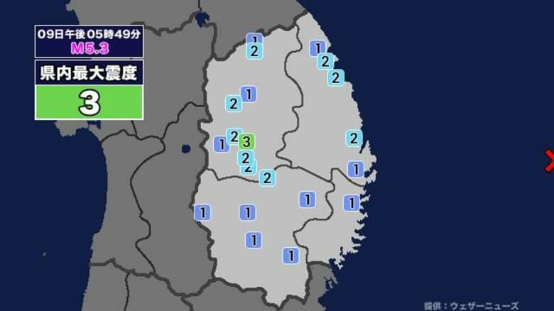 【地震】岩手県内で震度3 三陸沖を震源とする最大震度3の地震が発生 津波警報等発表中｜FNNプライムオンライン