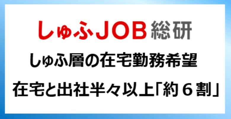 在宅勤務を主婦・主夫層はどれくらい希望？／「在宅・在宅と出社半々以上」約６割